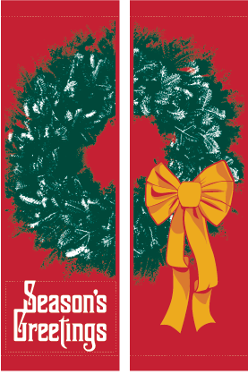 Seasons Greeting Wreath (Red) - Kalamazoo Banner Works