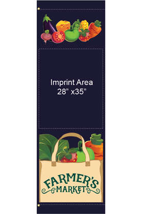 Local Harvest street banner on Captain Navy Sunbrella marine acrylic