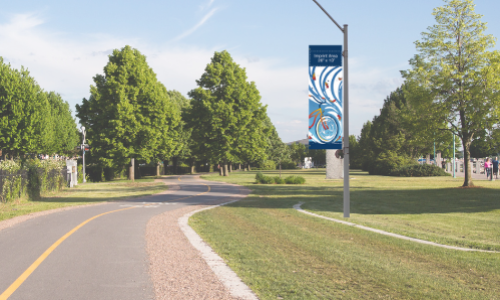 Light Pole Banners that Help Celebrate Kalamazoo’s Summer Bike Events